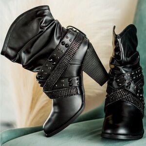 Not Rated Black Studded Ankle Boots